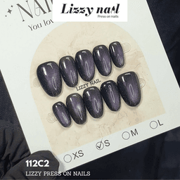Lizzy Nail 112 | Nailbox Móng Úp Mắt Mèo Tím | Set 10 Móng Giả Press On Nails Dự Tiệc, Đám Cưới, Kỷ Yếu 2