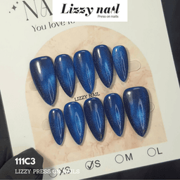 Lizzy Nail 111 | Nailbox Móng Úp Mắt Mèo Đại Dương Xanh | Set 10 Móng Giả Press On Nails Dự Tiệc, Đám Cưới, Kỷ Yếu 3