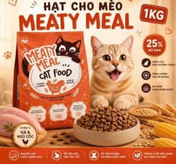 Combo 3 túi (=3kg) Thức ăn Hạt Khô Cho Mèo vị gà ngũ cốc Meaty Meal Dành Cho Mèo Trưởng Thành 1