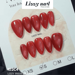 Lizzy Nail 102 | Nailbox Móng Úp Mắt Mèo Đỏ | Set 10 Móng Giả Press On Nails Dự Tiệc, Đám Cưới, Kỷ Yếu 5