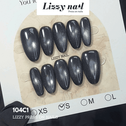 Lizzy Nail 104 | Nailbox Móng Úp Mắt Mèo Đen | Set 10 Móng Giả Press On Nails Dự Tiệc, Đám Cưới, Kỷ Yếu 2