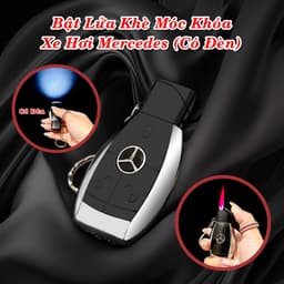 HCM Bật Lửa Khè Xài Gas Móc Khóa Xe Hơi Mercedes Có Đèn Pin 2
