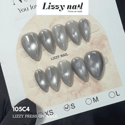 Lizzy Nail 105 | Nailbox Móng Úp Mắt Mèo Xám | Set 10 Móng Giả Press On Nails Dự Tiệc, Đám Cưới, Kỷ Yếu 5