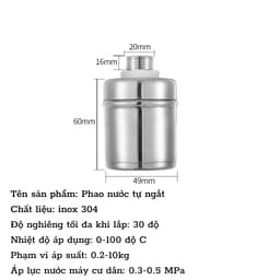 Phao Nước Mini Tự Động, Van Cơ Ngắt Nước Khi Đầy, Điều Chỉnh Mực Nước, Inox 304 Bền Đẹp, Chống Rỉ Sét 5