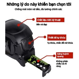 Thước dây 5M đo cung gấp 3 lần có thể kéo dài tới 3M mà không bị gãy, hiển thị màu xanh lá cây. 5