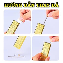 HCM Bật Lửa Gas Đá Hình Thỏi Vàng 9999 Dài Mỏng 4