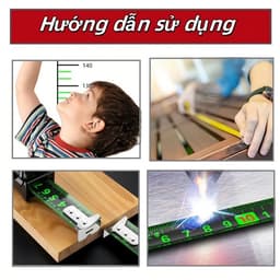 Thước dây 5M đo cung gấp 3 lần có thể kéo dài tới 3M mà không bị gãy, hiển thị màu xanh lá cây. 2