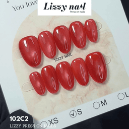 Lizzy Nail 102 | Nailbox Móng Úp Mắt Mèo Đỏ | Set 10 Móng Giả Press On Nails Dự Tiệc, Đám Cưới, Kỷ Yếu 3