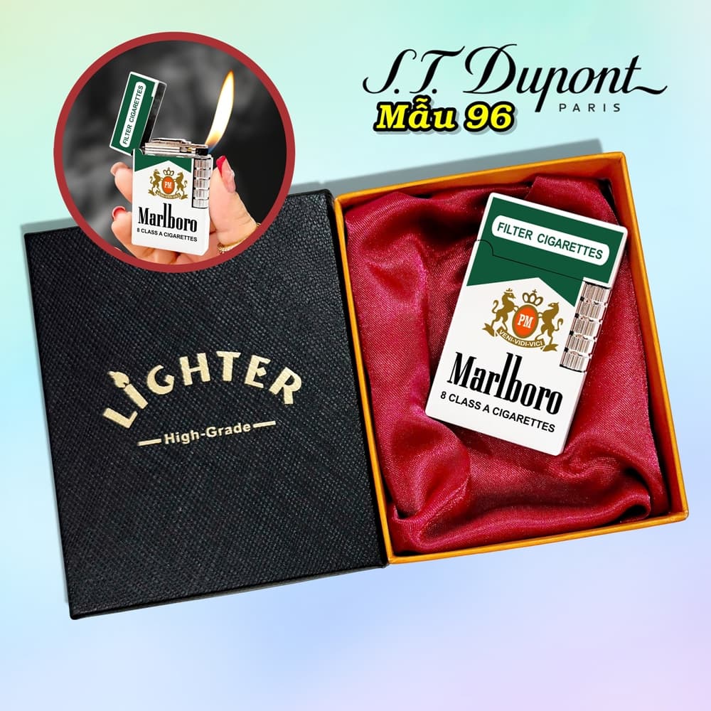 bật lửa S.T.Dupont M-96 hình gói marlboro xanh - xài gas