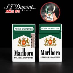 bật lửa S.T.Dupont M-96 hình gói marlboro xanh - xài gas 4