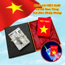 bật lửa khè gas lộ thiên hình Cờ Đỏ Sao Vàng Việt Nam có đèn nhấp nháy - xài gas 1