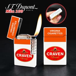 bật lửa S.T.Dupont M-100 hình gói con mèo đỏ craven - xài gas 2