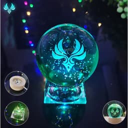 Đèn Ngủ Hình Cầu Pha Lê VISION GENSHIN IMPACT 3D đèn LED đế gỗ, thủy tinh game anime chibi quà sinh nhật
 4