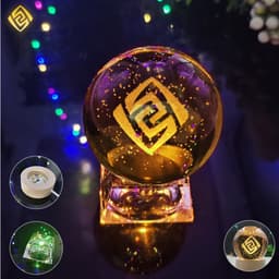 Đèn Ngủ Hình Cầu Pha Lê VISION GENSHIN IMPACT 3D đèn LED đế gỗ, thủy tinh game anime chibi quà sinh nhật
 2