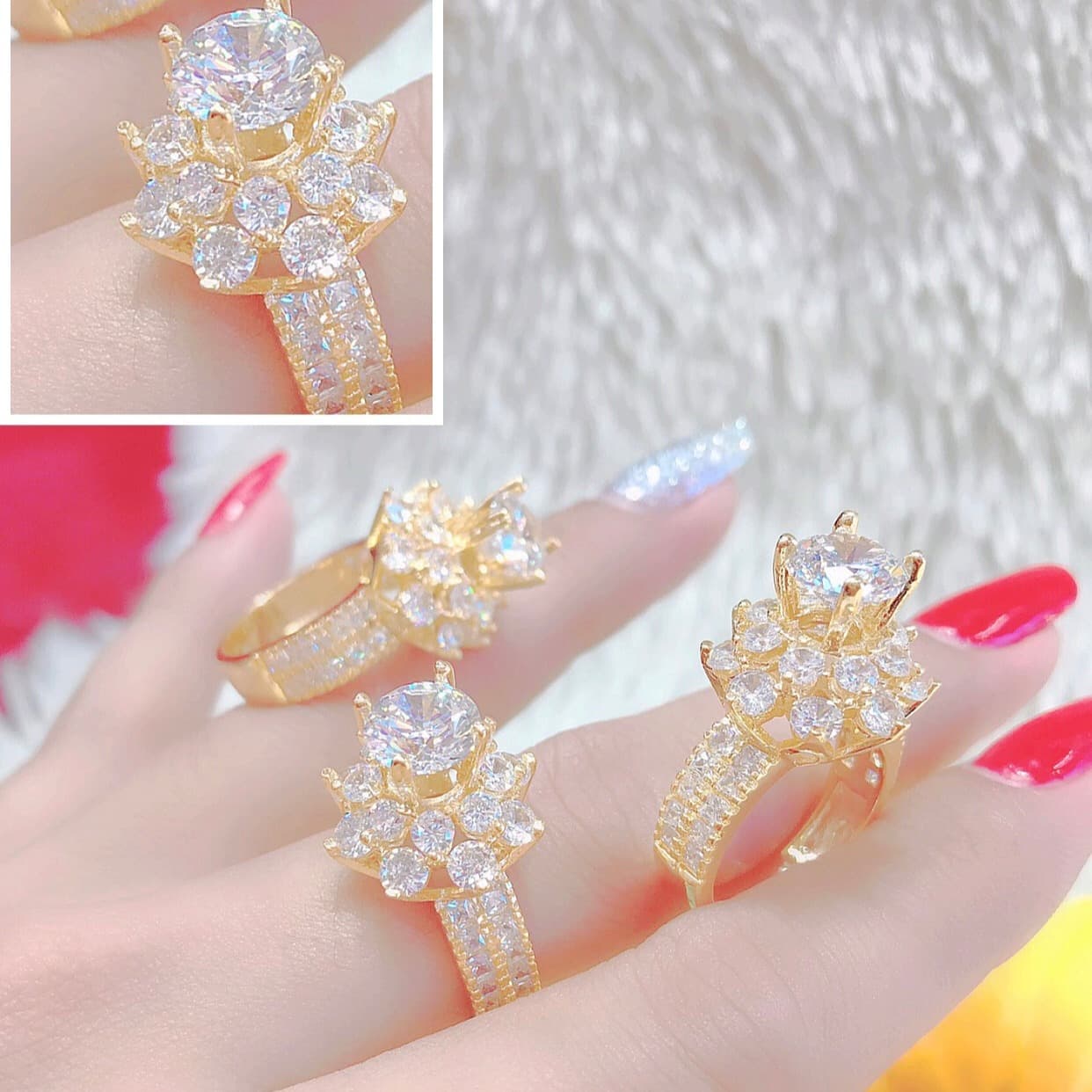 Nhẫn Nữ Cao Cấp N454 -118 Đính CZ trắng kiểu cao sang trọng - Mang đi tiệc vô cùng sang trọng