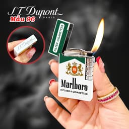 bật lửa S.T.Dupont M-96 hình gói marlboro xanh - xài gas 3
