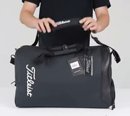 Titleist Men's and Women's Golf Clothing Bag, Made of Soft Pu Leather, Water-Resistant, Stain-Resistant, with Shoe Compartment and Shoulder Strap. 9