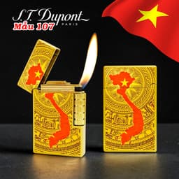 bật lửa S.T.Dupont M-107 hình Trống Đồng Đông Sơn Bản Đồ Việt Nam - xài gas 2