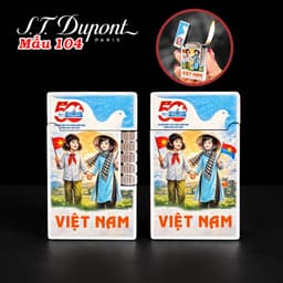 bật lửa S.T.Dupont M-104 hình Nam Bắc Một Nhà ( Việt Nam ) - xài gas 4