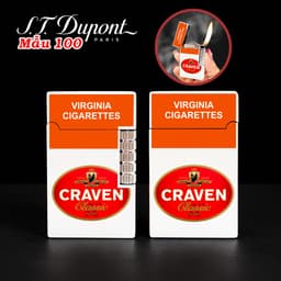 bật lửa S.T.Dupont M-100 hình gói con mèo đỏ craven - xài gas 4