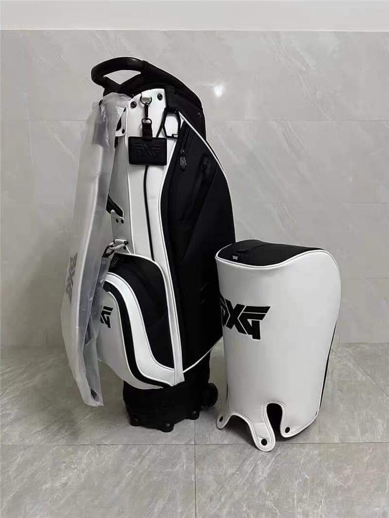 Pxg Golf Club Bag Made of High-Quality Pu Leather, Can Hold a Full Set of 14 Clubs, with Wheels and a Pull Handle.