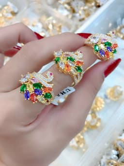 1 Đôi bông thời trang hai hàng tua dài bông bướm cz lớn B32R-KT 2