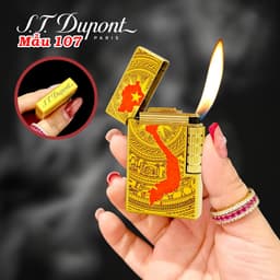 bật lửa S.T.Dupont M-107 hình Trống Đồng Đông Sơn Bản Đồ Việt Nam - xài gas 3