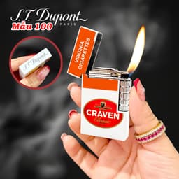 bật lửa S.T.Dupont M-100 hình gói con mèo đỏ craven - xài gas 3