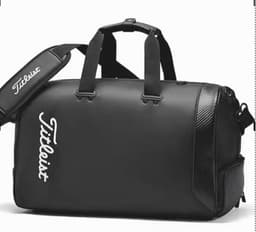 Titleist Men's and Women's Golf Clothing Bag, Made of Soft Pu Leather, Water-Resistant, Stain-Resistant, with Shoe Compartment and Shoulder Strap. 10