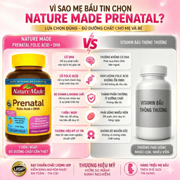 Vitamin tổng hợp bầu Nature Made Prenatal Multi + DHA Mỹ (150v) bổ sung dinh dưỡng DHA cho mẹ bầu và sau sinh 7