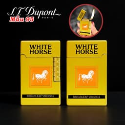 bật lửa S.T.Dupont M-95 hình gói con ngựa trắng White Horse - xài gas 4