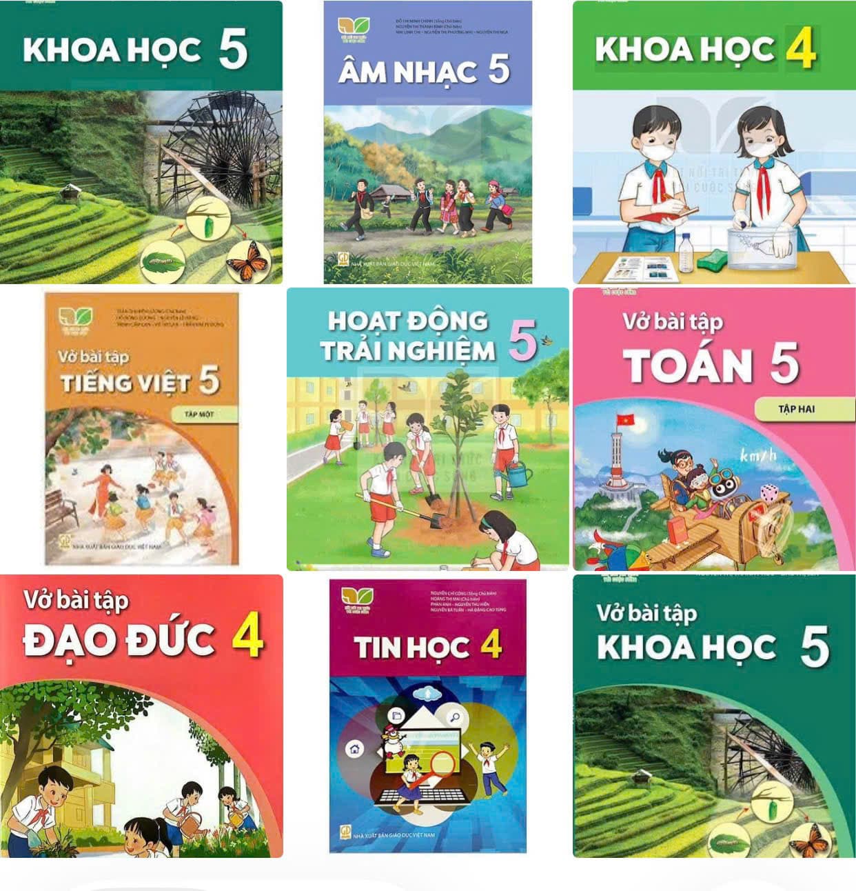Vở tin học, toán, đạo đức KHTN .. lớp 4,5 kết nối tri thức
