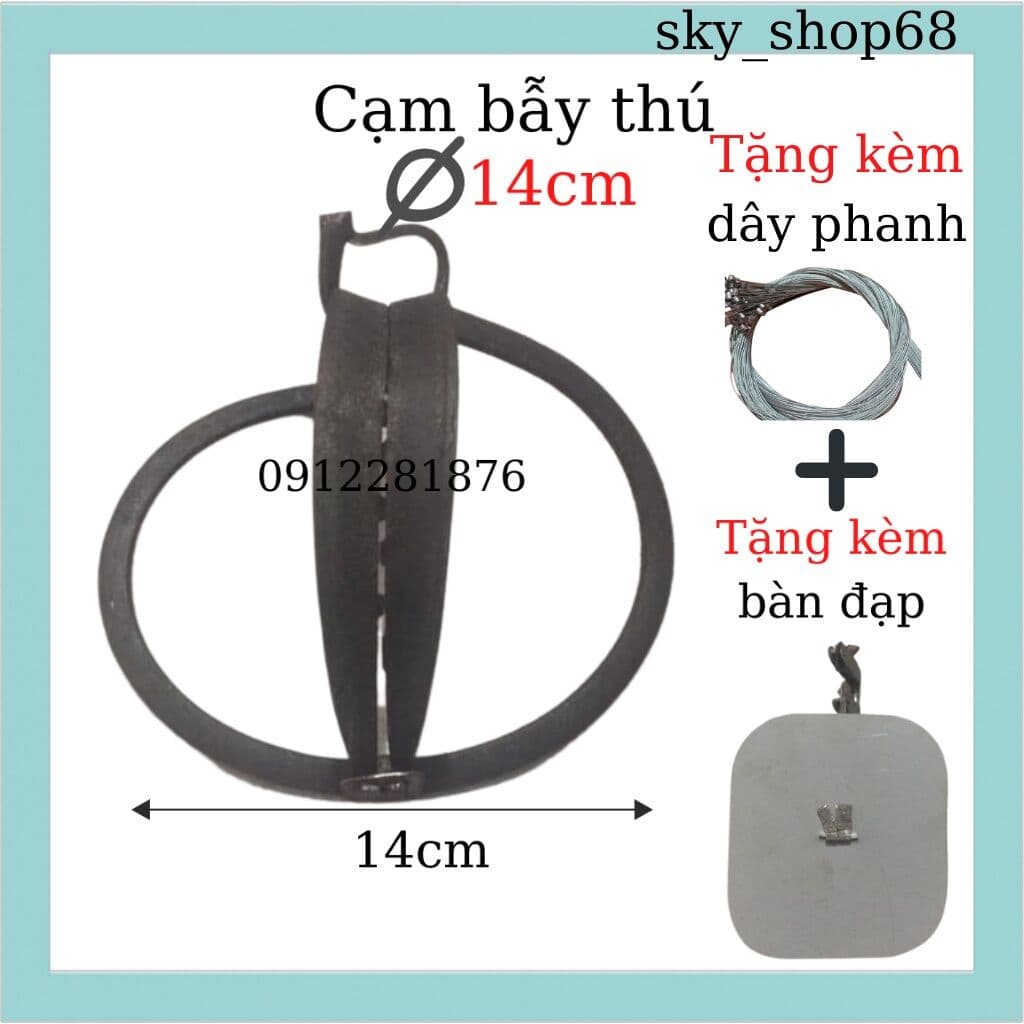 Bẫy thú bẫy chồn siêu dính loại 14cm tặng kèm bàn đạpvà dây buộc