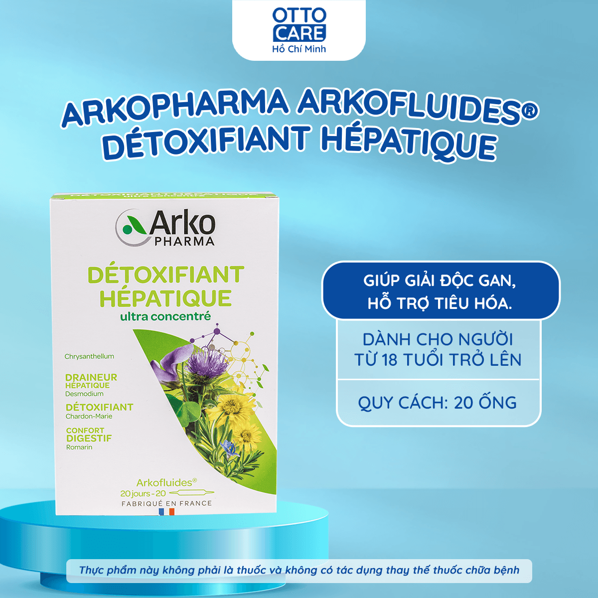 Thực phẩm bảo vệ sức khỏe ARKOFLUIDES DETOXIFIANT HEPATIQUE (Hộp 20 ống)
